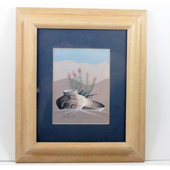Greg Anderson "Hopi With Quail" Southwest Repro Print Framed Matted - Picture 1 of 6